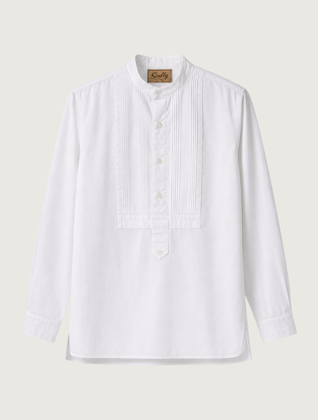 Scully Men's Banded Collar White Gambler Shirt