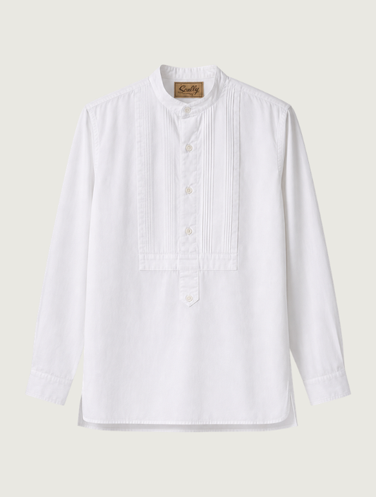 Scully Men's Banded Collar White Gambler Shirt