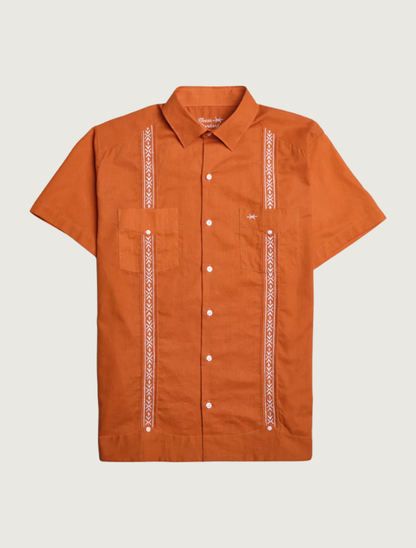 Texas Standard Tejas Guayabera in Burnt Orange