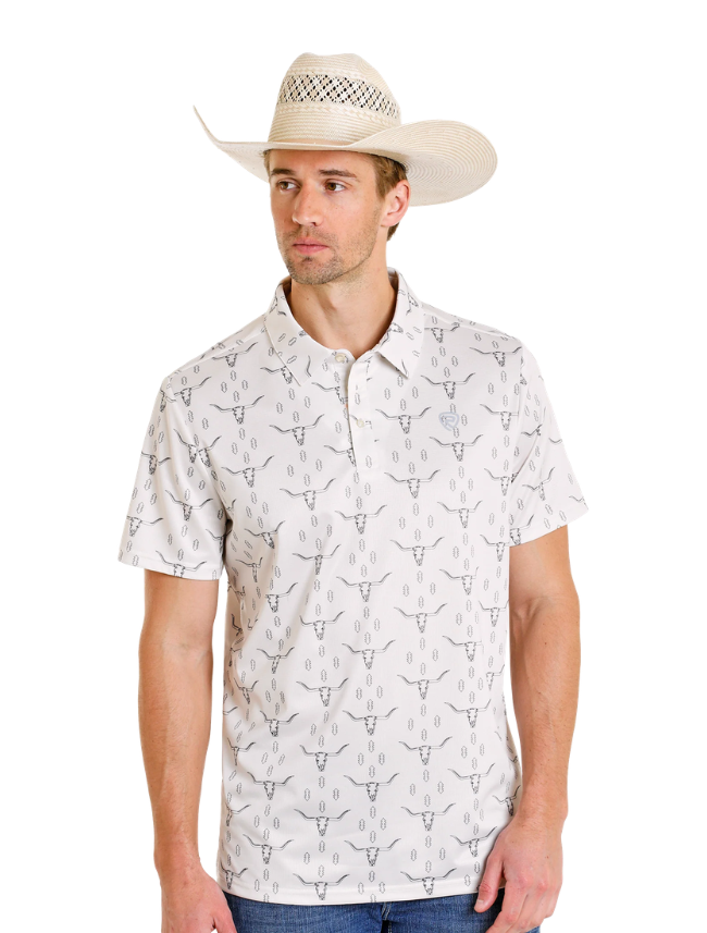 Rock & Roll Denim Men's Aztec Steer Print Polo