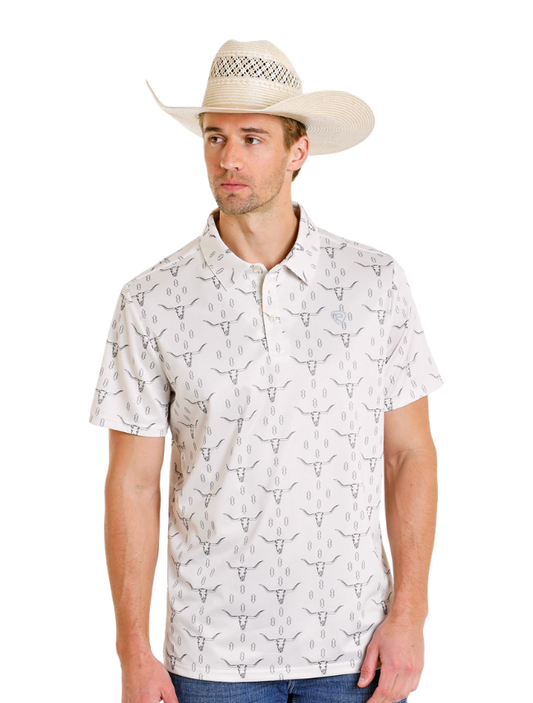 Rock & Roll Denim Men's Aztec Steer Print Polo