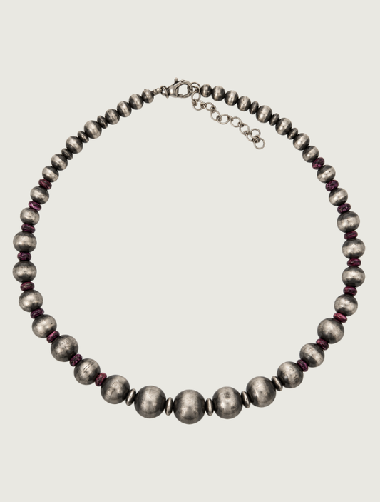 Silver Spiny Oyster Shell Beaded Necklace