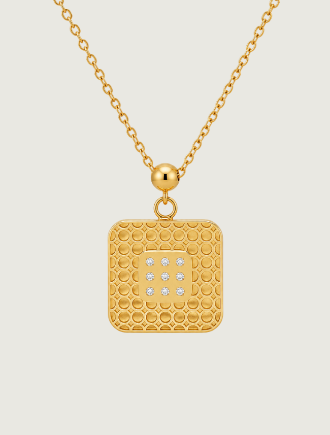 18K Yellow Gold Blue Enamel & Diamond Necklace