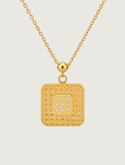 18K Yellow Gold Blue Enamel & Diamond Necklace
