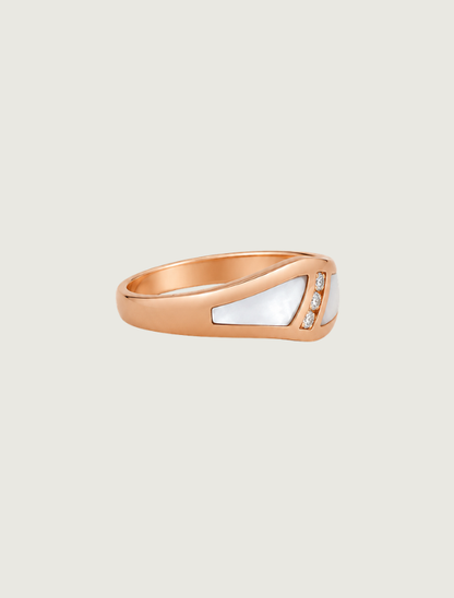 14K Rose Gold Mother of Pearl & Diamond Ring