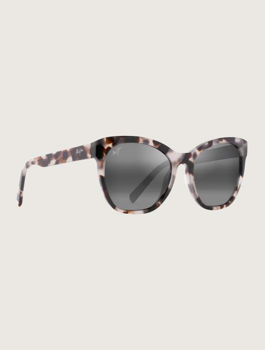 Maui Jim Alulu cat eye sunglasses in White Tokyo Tortoise / Neutral Grey — quarter view
