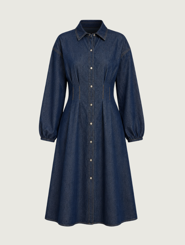 Raisonnel Denim Smocked Waist Shirt Dress
