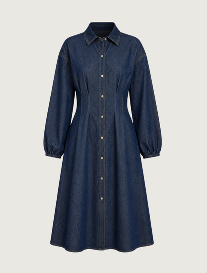 Raisonnel Denim Smocked Waist Shirt Dress