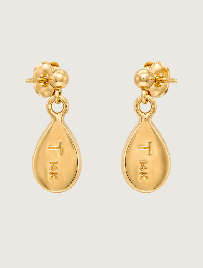 14K Yellow Gold Turquoise & Opal Inlay Earrings