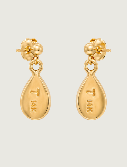 14K Yellow Gold Turquoise & Opal Inlay Earrings