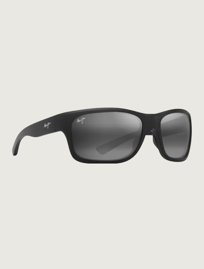 Maui Jim 'Ano Nui wrap sunglasses in Matte Black / Neutral Grey — quarter view