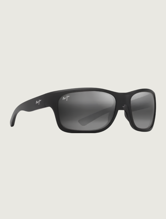 Maui Jim 'Ano Nui wrap sunglasses in Matte Black / Neutral Grey — quarter view