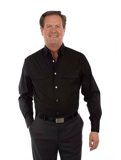 Scully Men's Signature Black Poplin Dress Shirt