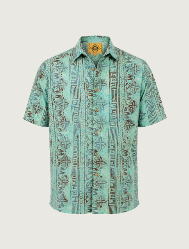 Scully Men's Batik Short Sleeve Shirt in Teal
