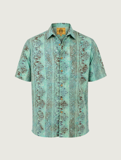 Scully Men's Batik Short Sleeve Shirt in Teal