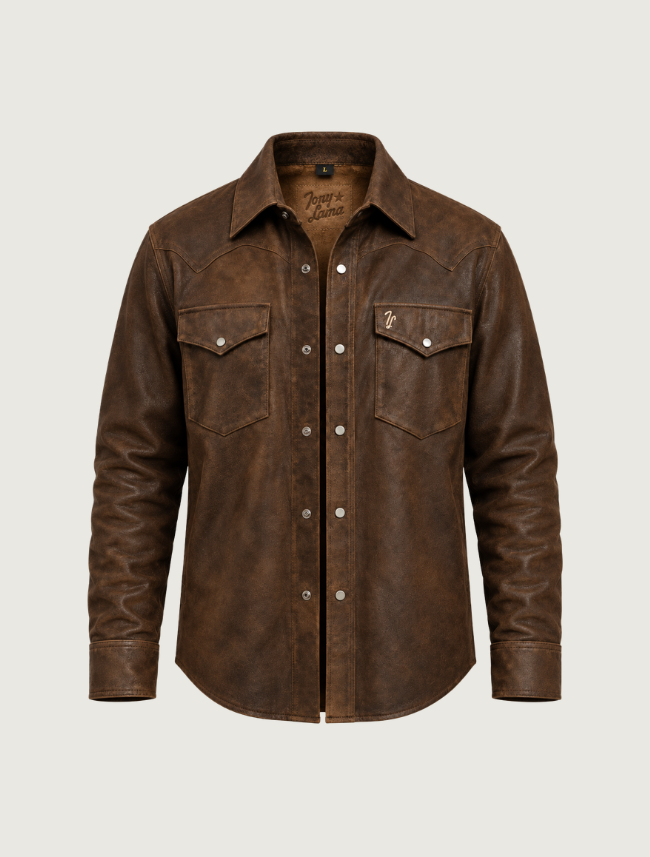 Tony Lama Brown Goat Leather Western Shacket