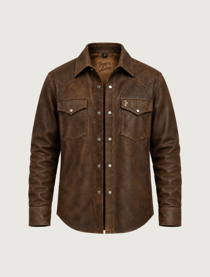Tony Lama Brown Goat Leather Western Shacket
