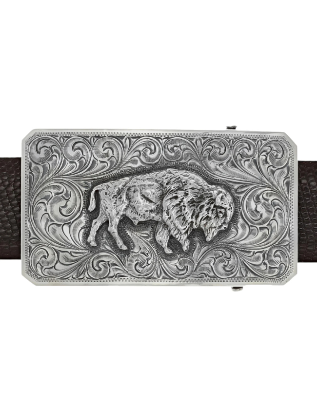 Clint Orms Jasper 1800 Sterling Silver American Bison Trophy Buckle
