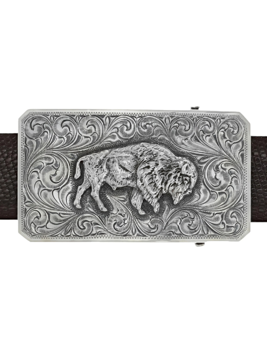 Clint Orms Jasper 1800 Sterling Silver American Bison Trophy Buckle