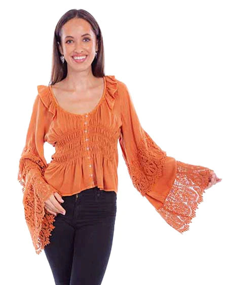 Scully Crochet Bell Sleeve blouse
