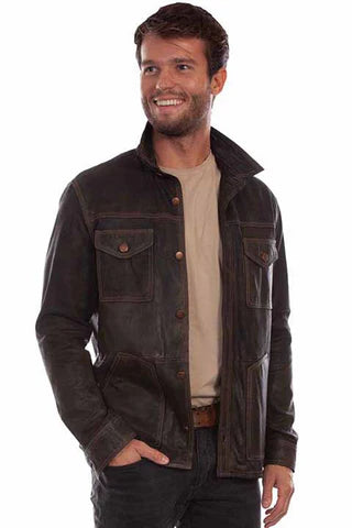 Men's Button Up Jean Chocolate Jacket