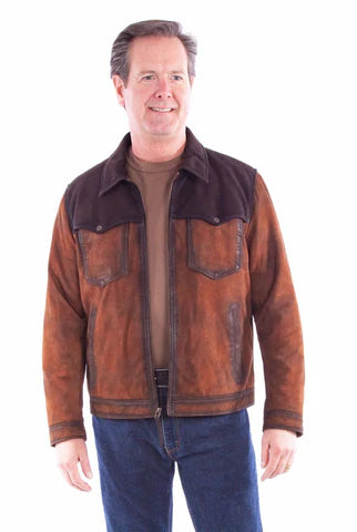 Mens Zip Western Brown Leather Leather Jacket