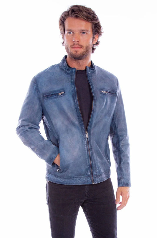 Denim Wash Leather Jacket