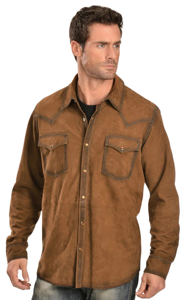 Scully Western Suede Shirt Brown