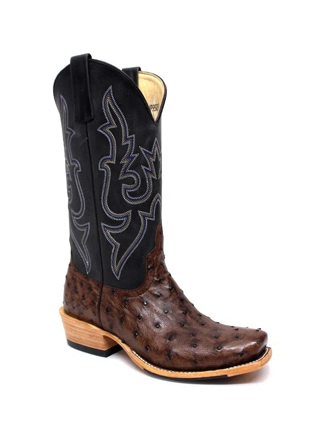 Men's Tobacco Full Quill Ostrich Boots