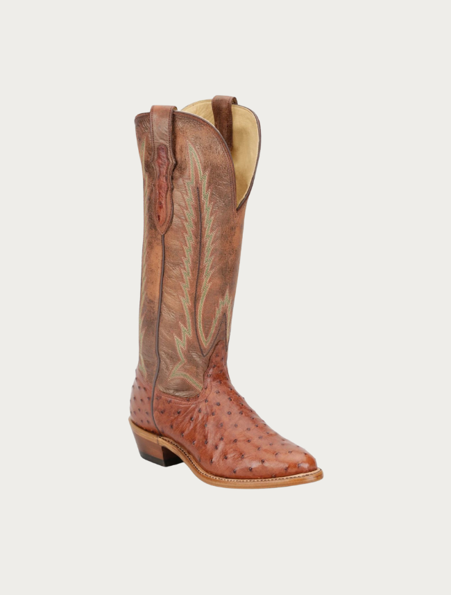 Tony Lama Women's Quintana 15" FQ Ostrich Cowboy Boots in Cognac