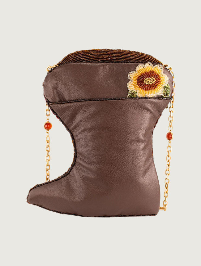 Mary Frances Floral Frontier Cowboy Boot Crossbody Handbag