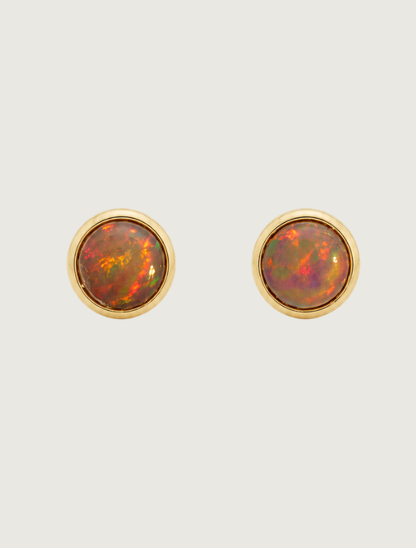 14K Yellow Gold Opal Studs