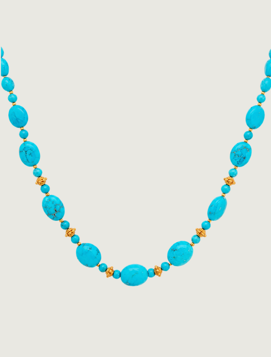 18K Yellow Gold & Turquoise Beaded Necklace