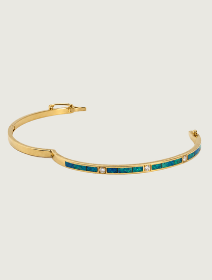 14K Yellow Gold Opal & Diamond Bracelet