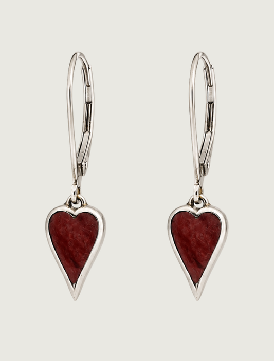 Kabana Sterling Silver Red Spiny Oyster Heart Earrings