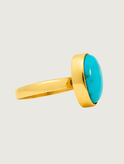 14K Yellow Gold Sleeping Beauty Turquoise Ring