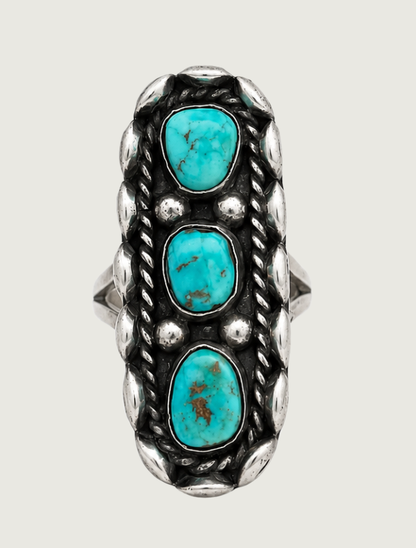 Sterling Silver Tri Turquoise Ring