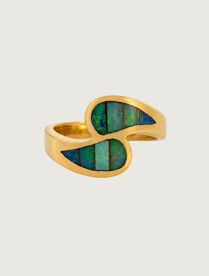 14K Yellow Gold Opal Inlay Ring