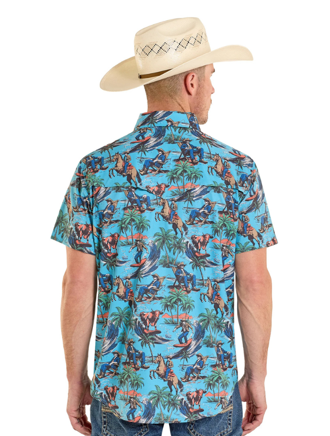 Rock & Roll Denim Men's TEK Hang Ten Cowboy Short Sleeve Shirt