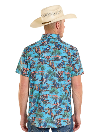 Rock & Roll Denim Men's TEK Hang Ten Cowboy Short Sleeve Shirt