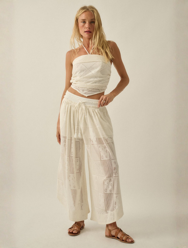 Promesa Crochet Laced Handkerchief Halter Top