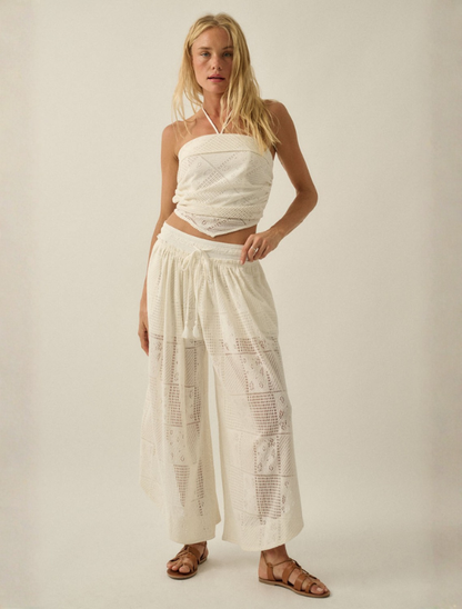Promesa Crochet Laced Handkerchief Halter Top
