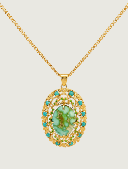 18K Yellow Gold Royston Turquoise Pendant