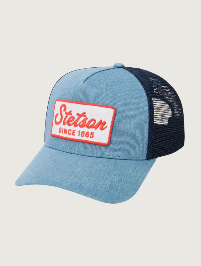 Stetson Washed Denim 1865 Patch Trucker Cap