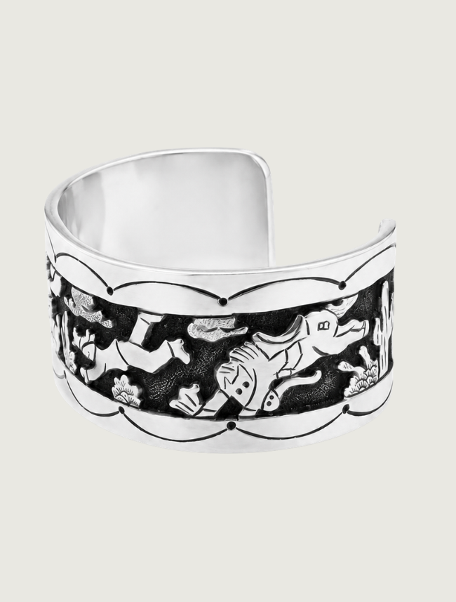 B.C.T. Sterling Silver Cuff with Ranch Scene