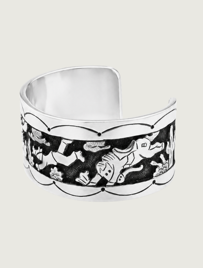 B.C.T. Sterling Silver Cuff with Ranch Scene