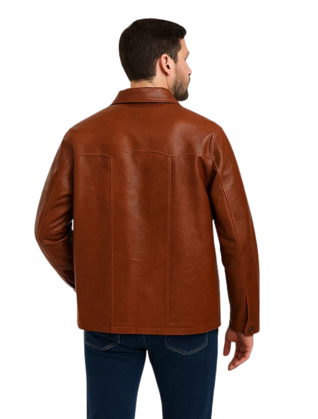 Men's Leather Shirt Jacket
