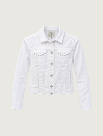 Stacy Bradley Design Equine Elegance White Denim Jacket in Pearl White