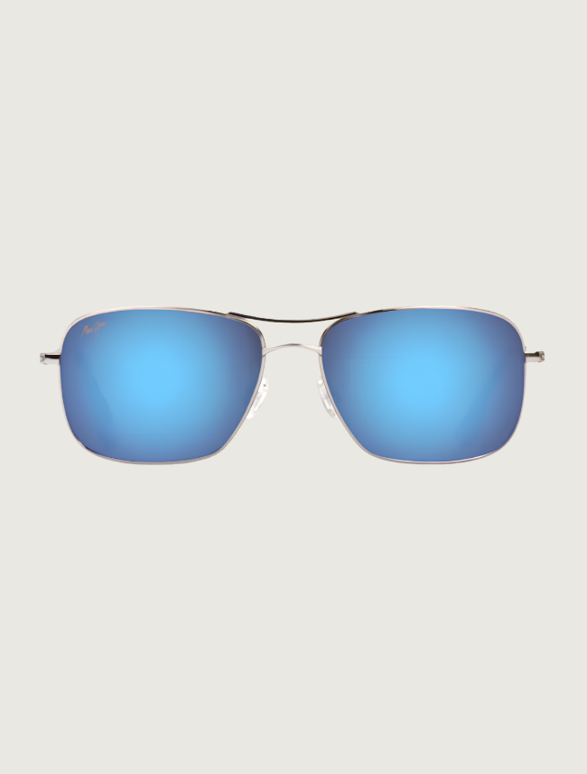 Maui Jim Wiki Wiki aviator sunglasses in Silver / Blue Hawaii — front view