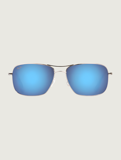 Maui Jim Wiki Wiki aviator sunglasses in Silver / Blue Hawaii — front view